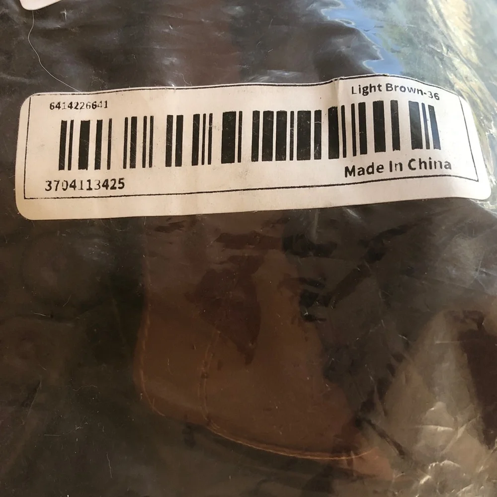 OY soft light brown leather like material size 36